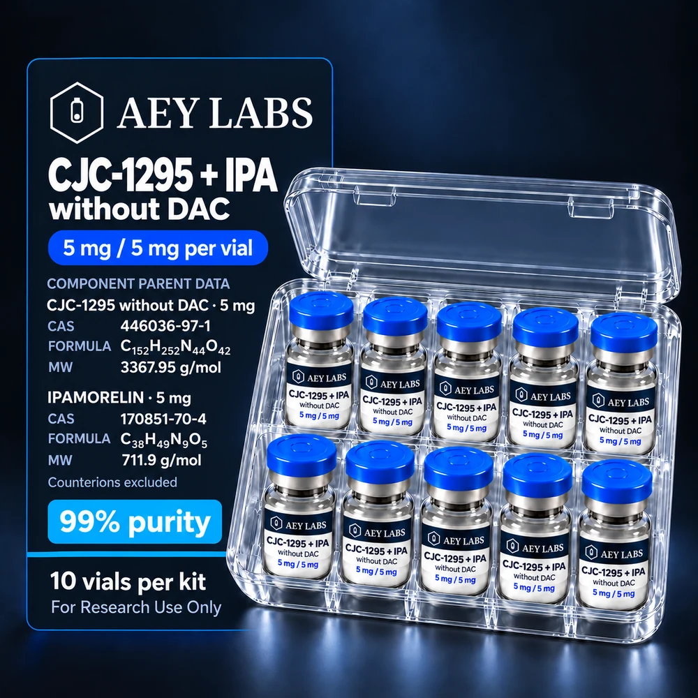 AEY Labs CJC-1295-IPA No-DAC 5mg-5mg ten-vial international research kit