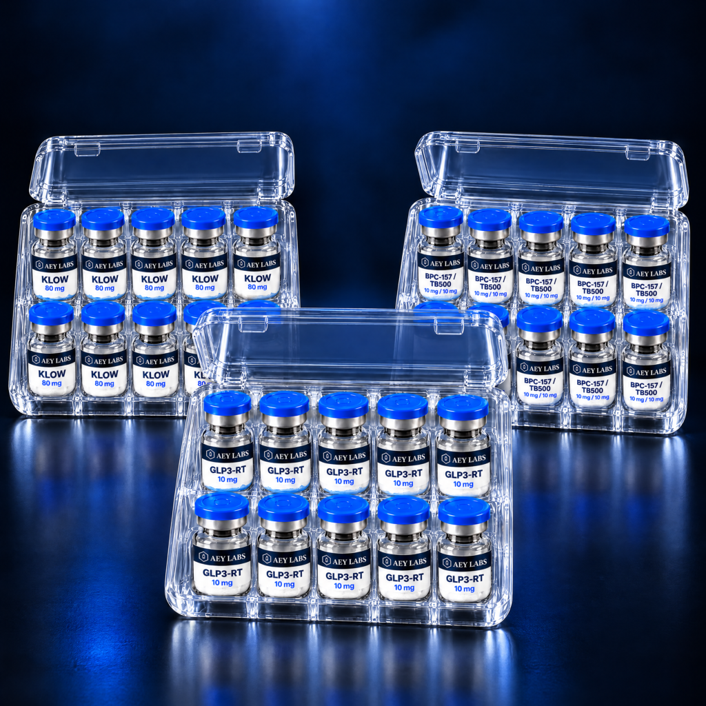 GLP3-RT 10mg, KLOW 80mg and Wolverine BPC-157/TB500 10mg/10mg ten-vial kits